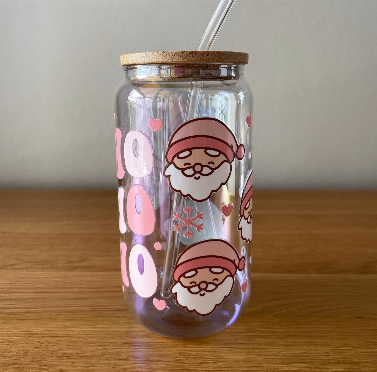 Iridescent Can Glass Tumbler with Lid and Glass Straw - 500ml/16oz