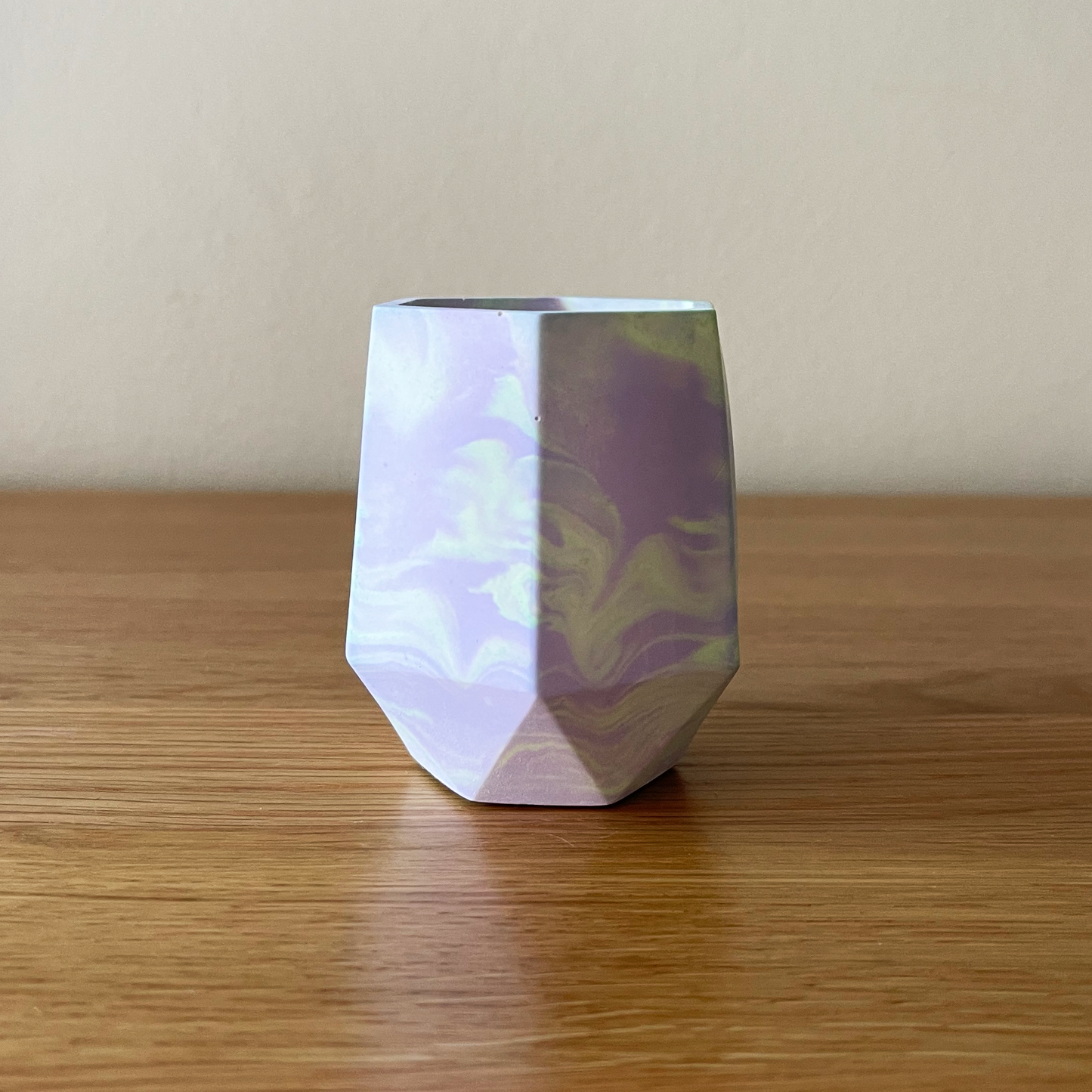 Handmade Tall Geometric Eco Stone Soy Wax Candle