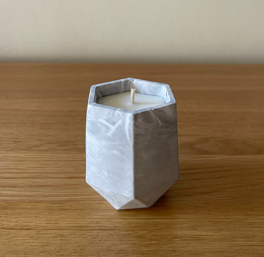Handmade Tall Geometric Eco Stone Soy Wax Candle