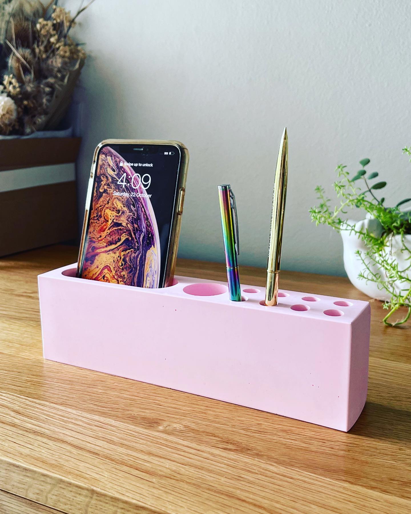 Stone Desk Organiser - Phone & Pen Organiser