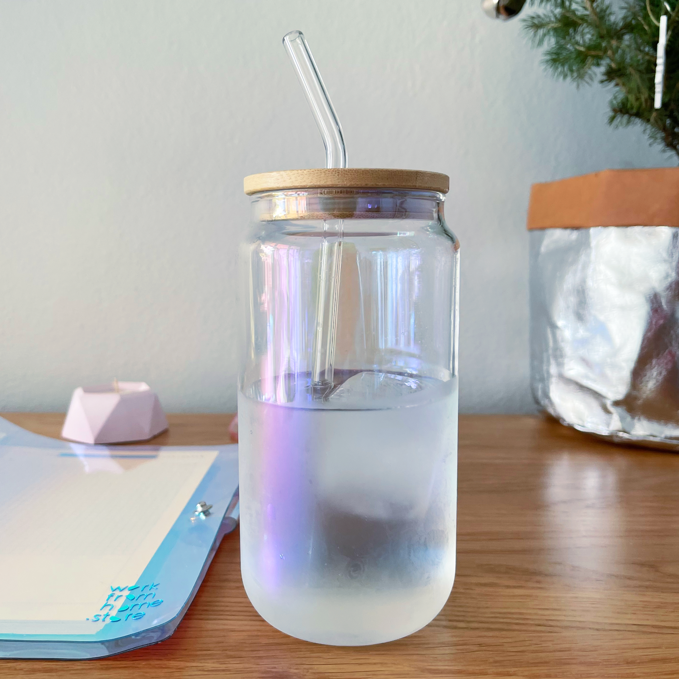 Large Iridescent Travel Can Glass Tumbler 500ml – Work From Home Store