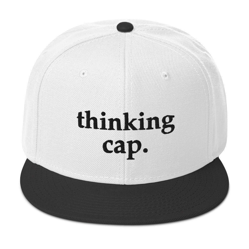 White Thinking Snapback Cap