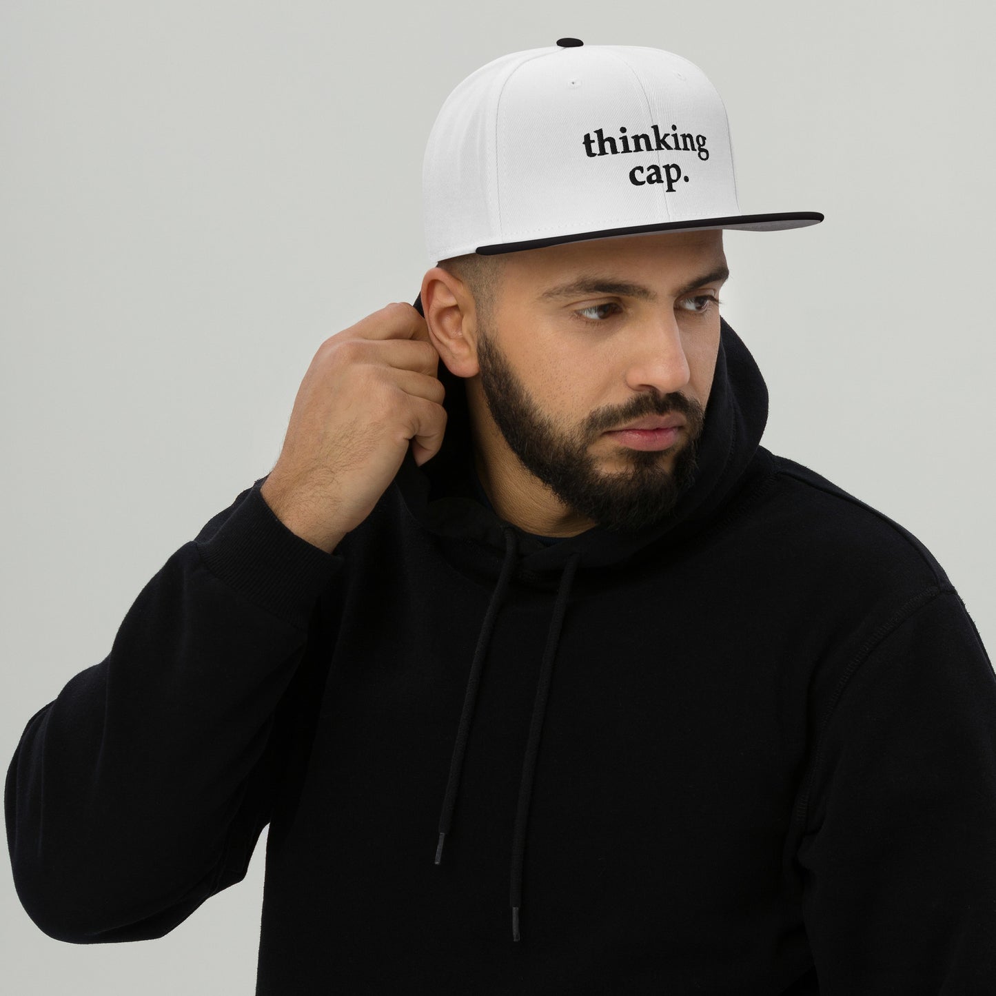 White Thinking Snapback Cap