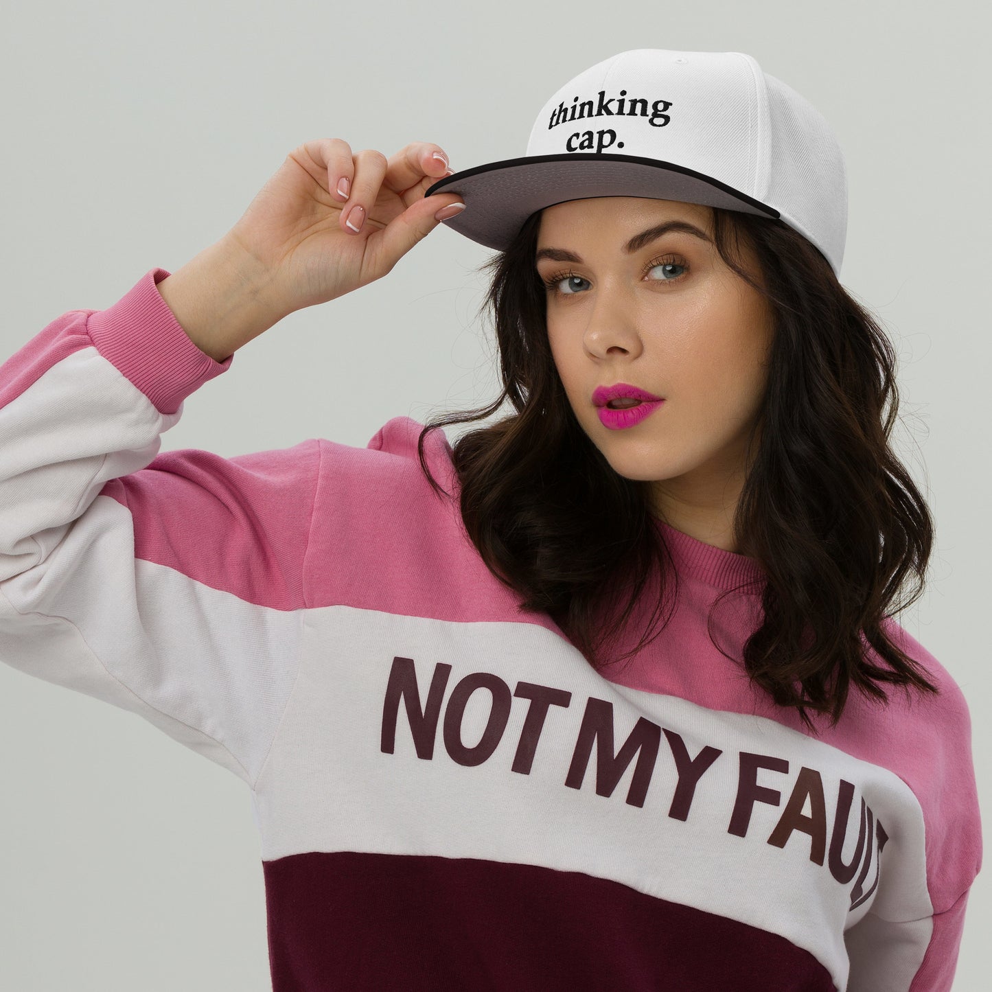 White Thinking Snapback Cap