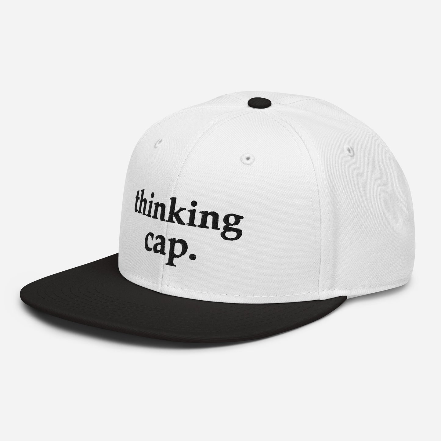 White Thinking Snapback Cap
