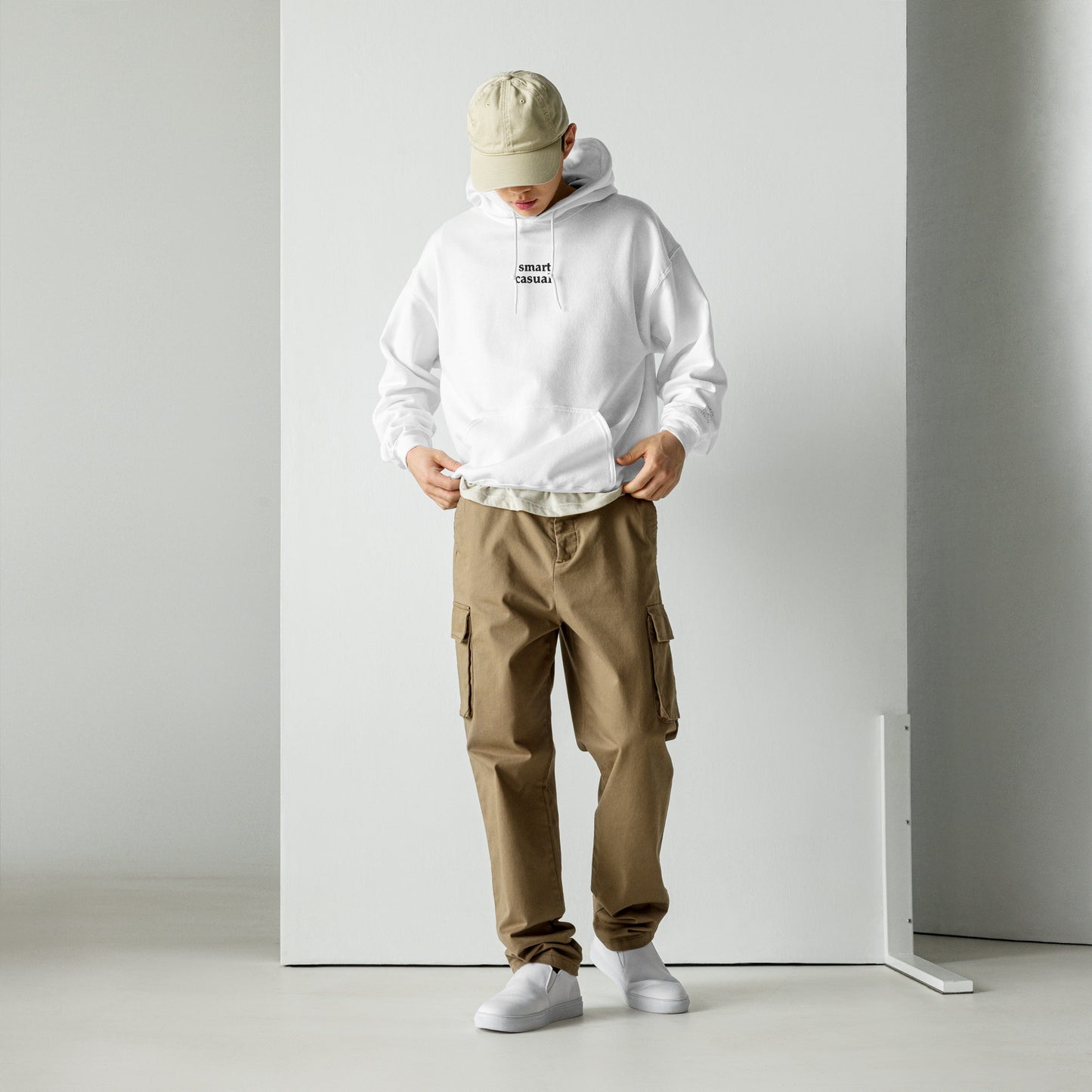 Smart Casual White Unisex Hoodie