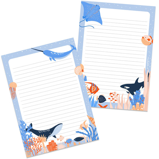 Notepad/notepad - ocean animals/sea animals illustration